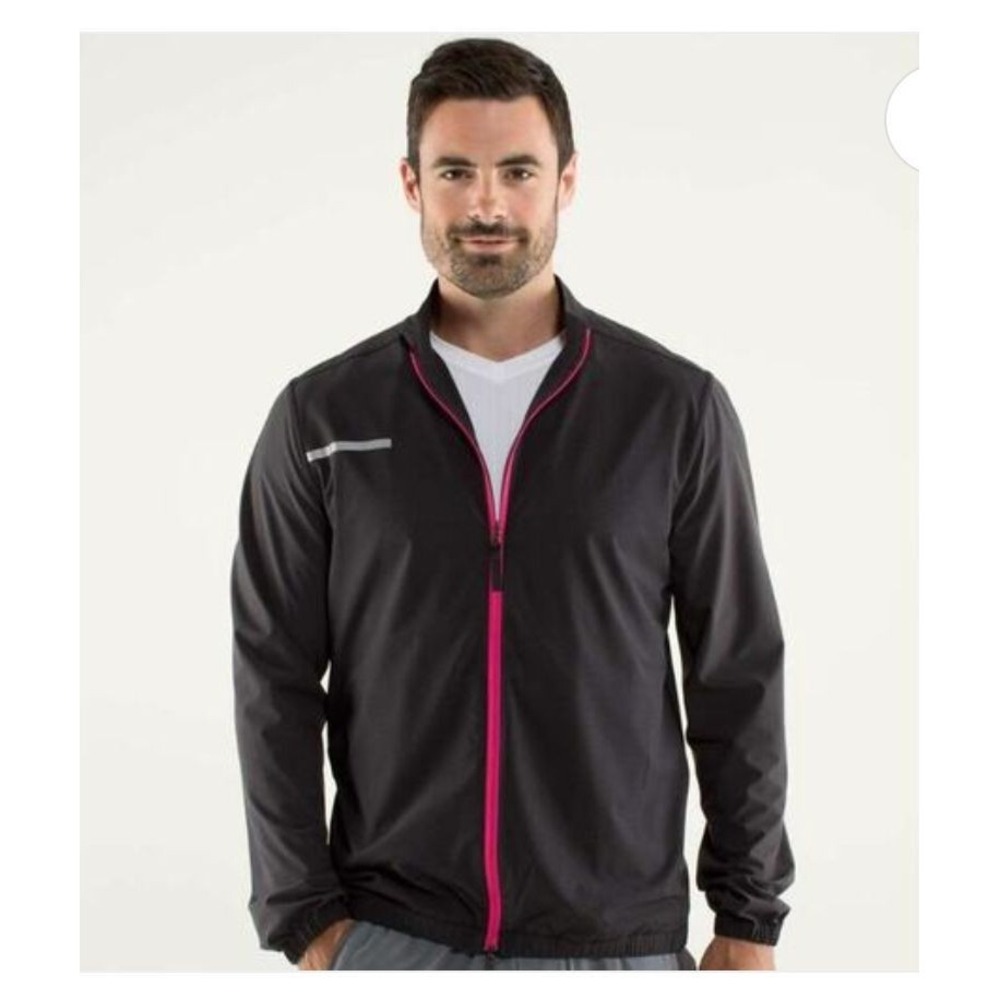 Lululemon Men's XL Full Zip Pace Jacket Reversible  Reflective Breathable Gray
